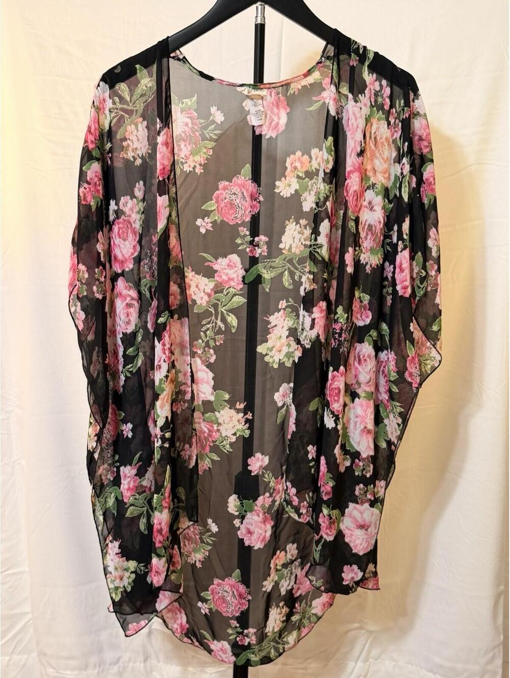 Emory Park Floral Cardigan Woman’s Large. Sheer. Used.